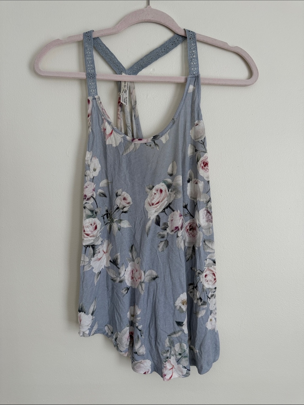 Women’s Floral Sleeveless Tank Top Pajama Set - Light Blue